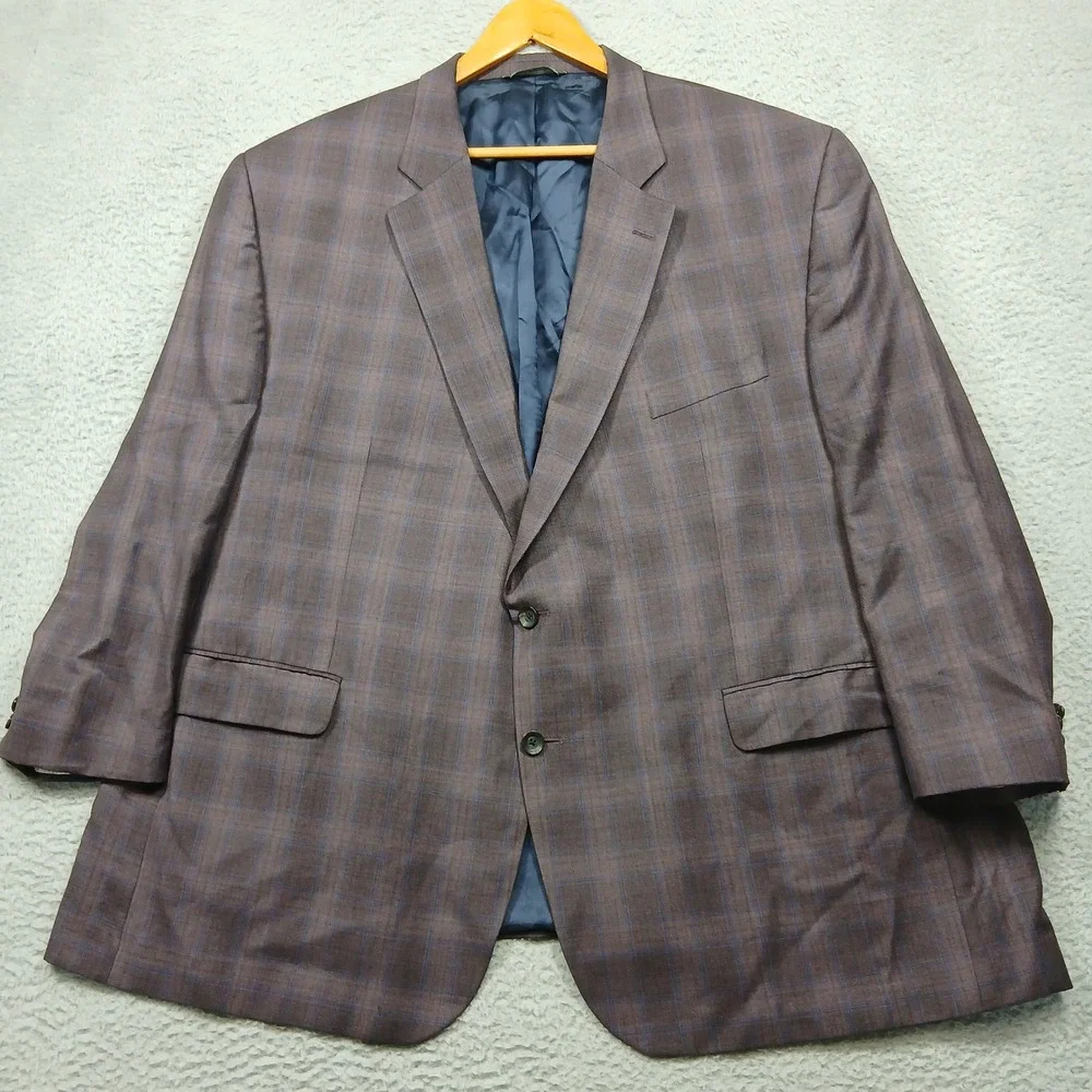 Jack Victor‎ Men's 54R Brown Plaid 100% Wool Blazer Sport Coat Canada